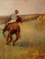 jockey in blue on a chestnut horse Edgar Degas
